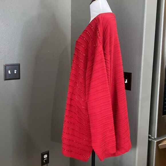 Lane Bryant Sweater Womens Red Top Long Sleeve Casual Ladies Beaded - Picture 11 of 13